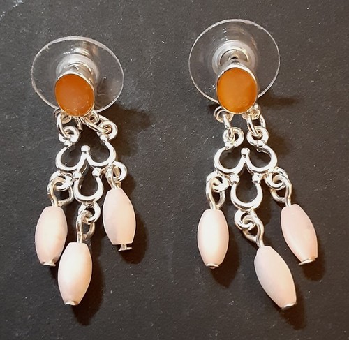 Mop Shell Dangle Earrings 1 inch