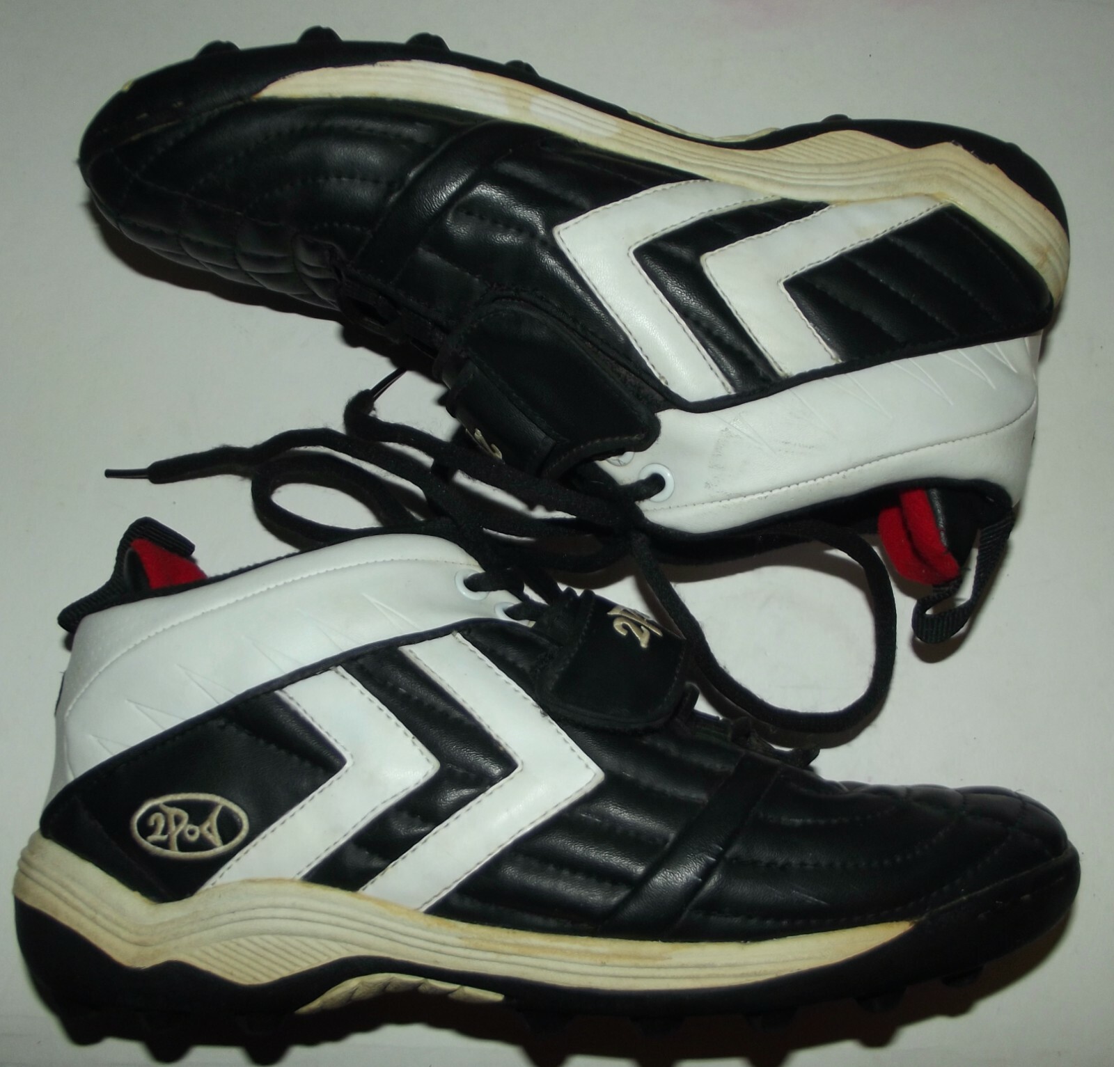 SAOLA 2Pod F1 tacchetti uomo taglia 9 scarpe sportive nero e bianco pelle gomma