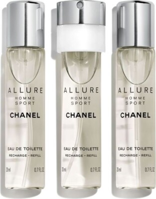 CHANEL Allure Homme Sport EDT TRAVEL SET 3X 20 ML REFILL  SHIP FROM FRANCE