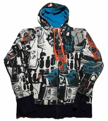 Vintage Y2K Circa Hoodie Sweatshirt AOP Mens Medium Graphic