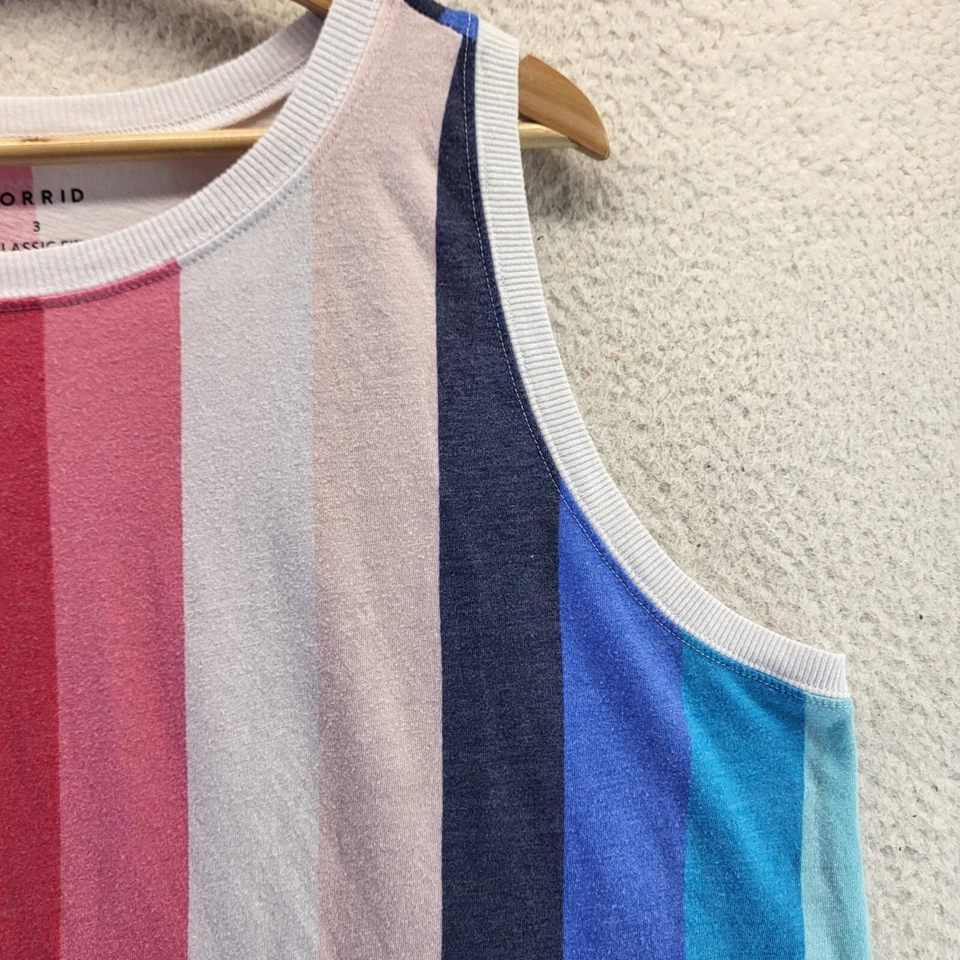 Camiseta sin mangas a rayas tórridas para mujer 3 pulóveres calce clásico plus colorida Foto 3 de 4