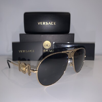New Versace VE2249 Sunglasses Unisex Gold Dark Gray 65mm  display picture 1