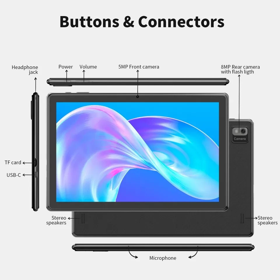 SGIN 10,1 «WIFI планшетов Android 12 HD 2GB + 64GB подушечка четырехъядерный Netflix двойной камеры - Изображение 4 из 4