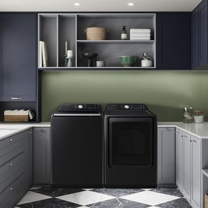 Samsung Active WaterJet Top-Loading Washing Machine, Black, Freestanding