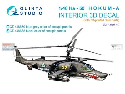QTSQD48638R 1:48 Quinta Studio 3D Decal - Ka-50 Hokum-A [black] + Resin (ITA