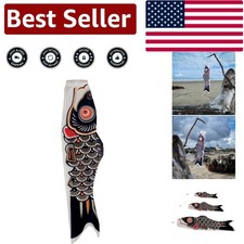 Vivid 36-Inch Black Koi Windsock - Perfect for Gardens and Children  s Day