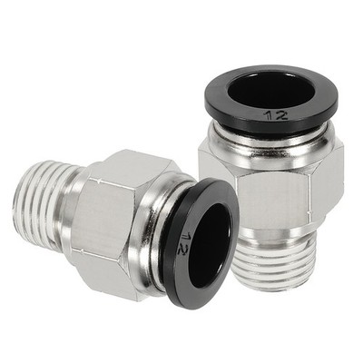 2x 12mm M-NPT x 1/4'' Push-Fitting, Schwarz