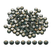 100Pcs 6mm Round Ceramic Porcelain Beads, Emerald Green