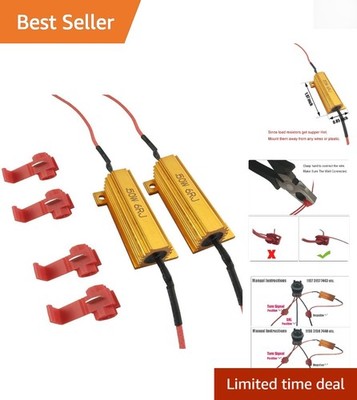 Prevent LED Hyper Flash with 50W Load Resistors - Compact & Easy Installation