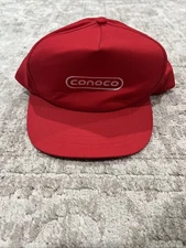 Vintage Conoco Red Trucker Hat Adjustable SnapBack Nissin Cap COC Listed NYSE