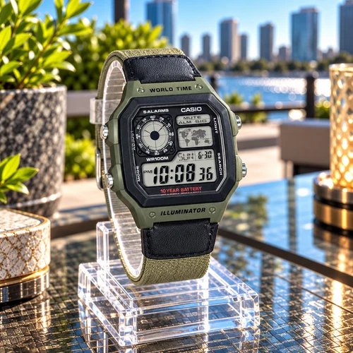 CASIO AE-1200WHB-3BVDF MENS ILLUMINATOR ROYALE GREEN CHRONO DIGITAL WATCH *NEW*