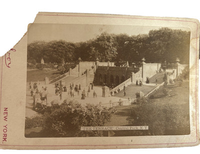 RARE Antique The Terrace in Central Park, NY Newsboy Cabinet Card READ