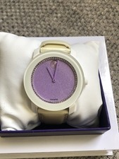 BLACK FRIDAY SALE New Movado BOLD Lavender Dial Leather strap Watch RETAIL 600