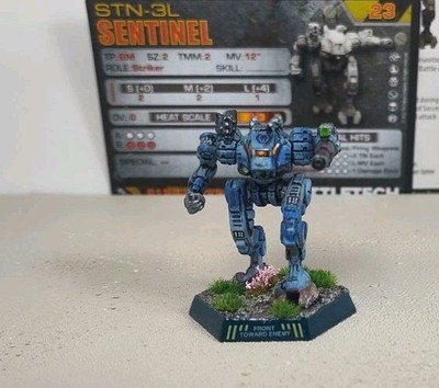 Battletech Painted Sentinel Mech With Pilot & Mech Card