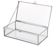 Glass Jewelry Box with hinged lid and locking clasp 8X 4x2.5 NIB