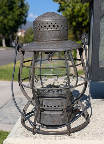 SPCO 5 3/8 DIETZ STEEL CLAD RAILROAD LANTERN CLEAR CAST EXTENDED BASE SPRR GLOBE