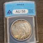 1934-D Peace Silver Dollar $1 ANACS AU 58 Circulated Denver Coin