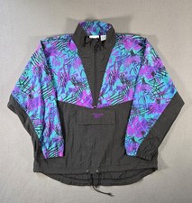 Vintage Reebok Jacket Mens Large Windbreaker Anorak Pullover Geometric Print 90s