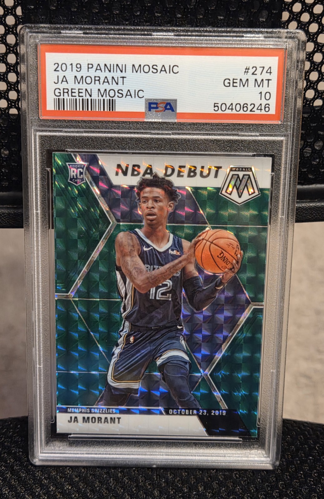 Panini 2019-20 Mosaic NBA Debut Ja Morant Rookie #274 Green Mosaic PSA 10