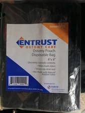 Entrust Ostomy Care. Ostomy Pouch Disposable Bag  8"× 8" . Does Not Expire  60 