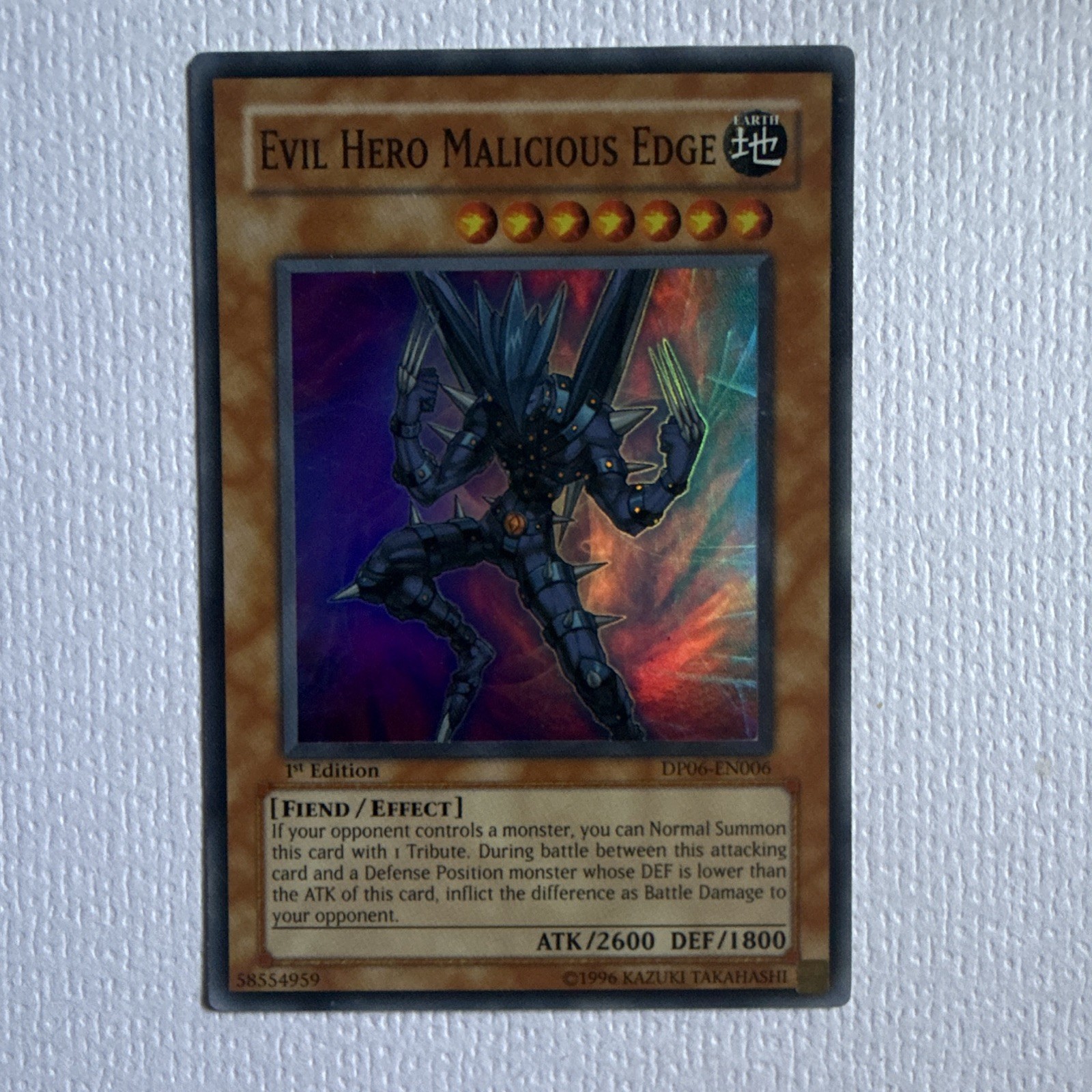 Yu-Gi-Oh! Evil Hero Malicious Edge Super Rare 1st Edition DP06-EN006