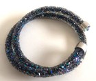 Vintage  Signed Swarovski Silver Tone Sparkly Purple Crystal Bracelet — photo 2
