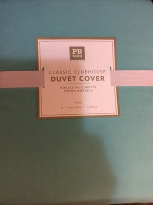 Pottery Barn Teen Classic Clubhouse Orgainc Twin Duvet NWT! Solid Pool Blue Aqua
