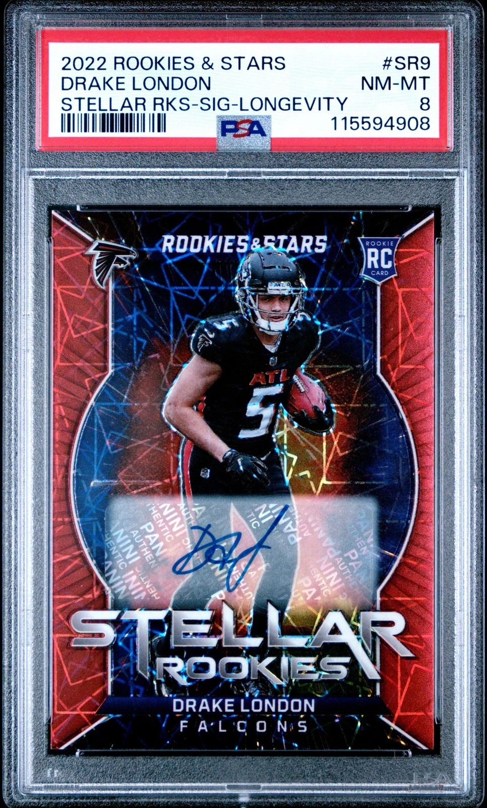 Drake London Panini Rookies & Stars Stellar Rookies #SR9 Signature-Longevity