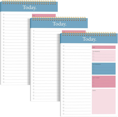 To Do List Notepad - 3 Pack Daily Planner Pad Undated 52 Sheets Spiral Today Pla