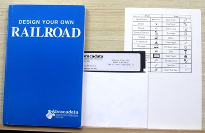 1992 IBM/PC DOS Abracadata DESIGN YOUR OWN RAILROAD 5.25'' Floppy Disc w/Manual