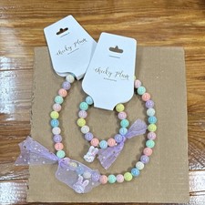 Cheeky Plum Girls Multicolor Beaded Bunny Jewelry Set Necklace Bracelet