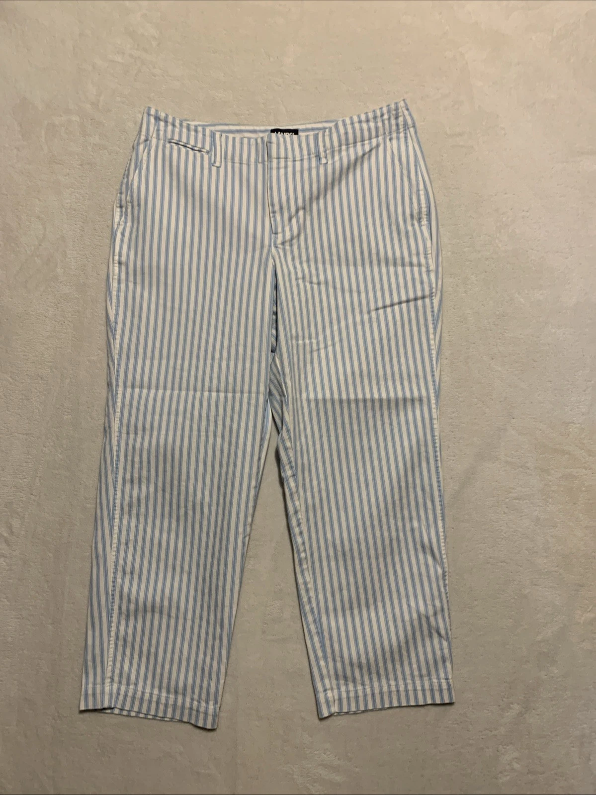Lands End Cropped Capri Pants Womens 10 P Striped Cotton Blend