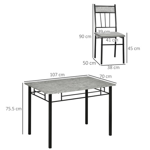 Modern Dining Table and Chairs Set 4 w/ Padded Seat, Metal Frame for Small Space - Picture 2 of 11