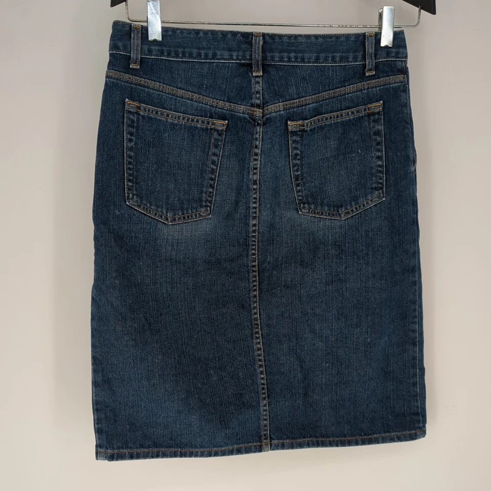 Vintage Y2K J. Crew Blue Denim Modest Midi Skirt Jean Size 8 — 第 3/4 张图片