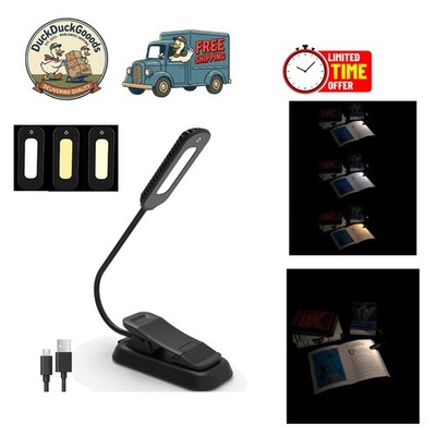 Rechargeable LED Book Light with 3 Brightness Levels - Perfect for Night Reading