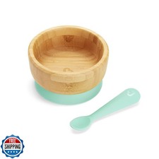 Munchkin  Bambou  Suction Bowl and Silicone Spoon for Babies and Toddlers, No