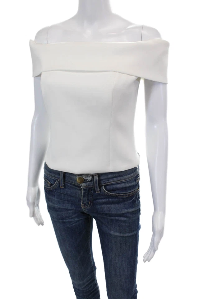 Corsé Top blanco con cierre de cremallera sin mangas con hombros descubiertos Eliza J para mujer talla 8 Foto 2 de 4