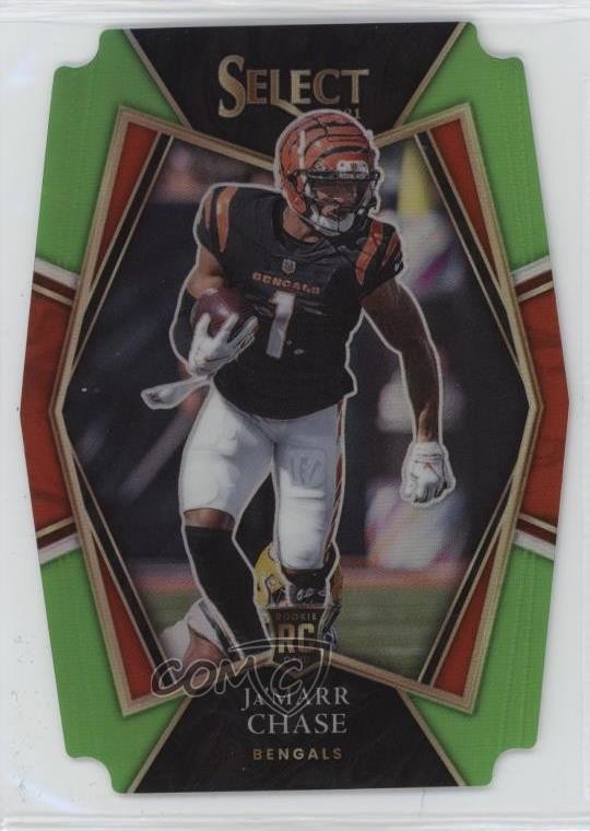 2021 Select Premier Level Neon Green Prizm Die-Cut /349 Ja'Marr Chase Rookie RC