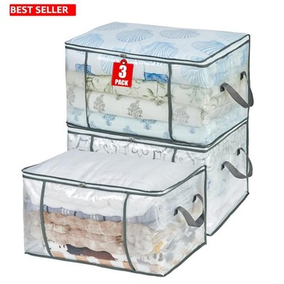 Durable 80L PVC Storage Bags - Clear Organizers for Bedding & Clothing 3-Pack