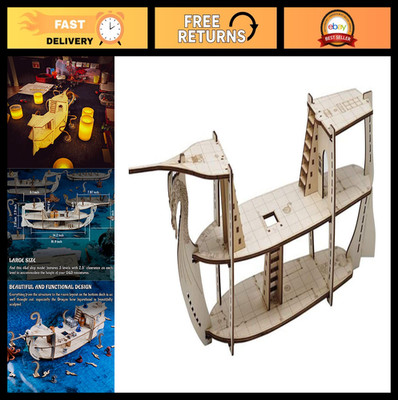 3D Laser Cut Wood RPG Miniatures Ship - 3-Level Battle Terrain Map for D&D & Tab