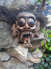 Balinese Carved And Painted Vintage Rangda Mask