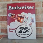 Vintage '01 Budweiser Beer Style Tin Metal Bar Sign Collectible 12.5"x16"