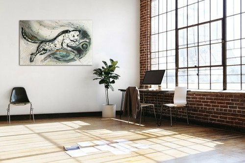 Original Wandbild Limited Edition extra großes Giclée Leinwandbild Weiß Jaguar - Bild 3 von 6
