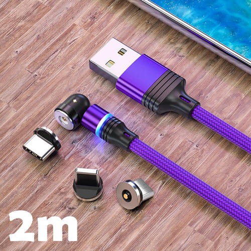 3-in-1 180°+360° Magnetic Charger Cable For Apple Micro USB Type-C Samsung LG - Picture 37 of 38
