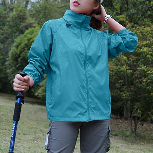 Women's Rain Jacket Lightweight Waterproof Rain Coat Full Zip Hooded Windbreaker - Picture 9 of 54