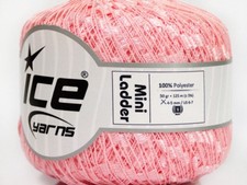 Pale Pink Mini Ladder Ribbon Yarn 58129 Ice Solid Color Not Metallic Ribbon 50g