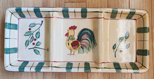 CHICKEN ROOSTER Design 3 Compartment Divided Tray Platter  HD Designs  PRE-OWNED
