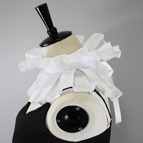 Womens Retro Renaissance Cotton Ruffle Fake Collar Victorian White Neck Ruff - Picture 9 of 9