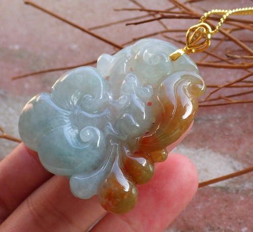 18K Gold Certified Red A jadeite jade pendant Squirrel RAT Diamond 585146 AS - Picture 6 of 12