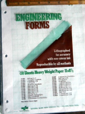 Vintage Graph Paper Engineering Forms 12-280, 10 Squares per Inch* 20 SHEETS NOS